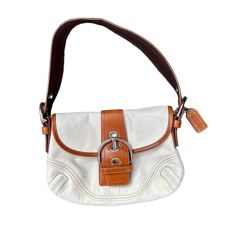 Coach soho white/tan leather shoulder bag